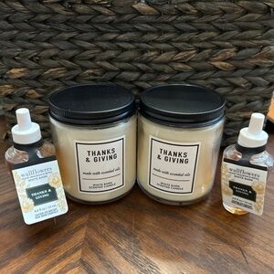 Thanks & Giving Candle & Wallflower 4-piece Set-Bath & Body Works/Wht Brn - HTF!